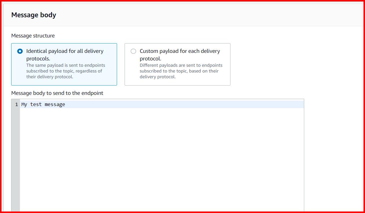 Picture showing publishing the message in SNS